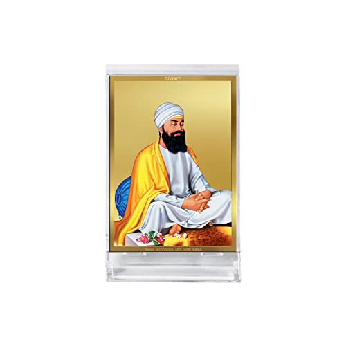 Cadre photo Guru Tegh Bahadur Ji idole religieuse or 24K pour pooja auto