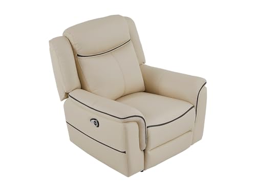 Vente-unique - Fauteuil Relax électrique en Cuir Beige ADELIO