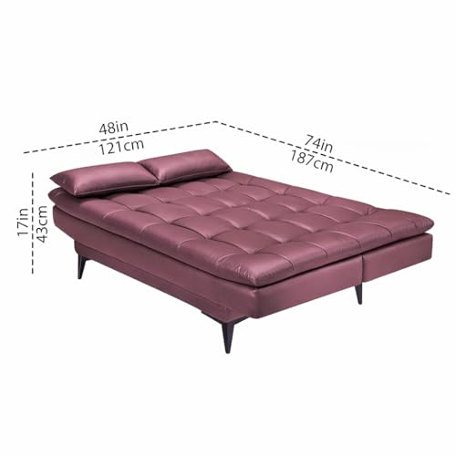 Image of Casaliving Danny 3 Seater Sofa Cum Bed Leatherette Fabric (Move) with Two Cushions Perfect for |Home Living |Office Room and Guest Room Premium Sofa