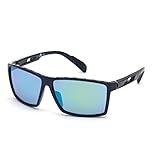 adidas Sport - Sonnenbrille für Herren SP0010 - Form rechteckig, Farbe mattes Blau, Gläsern farbe grün verspiegelt, .
