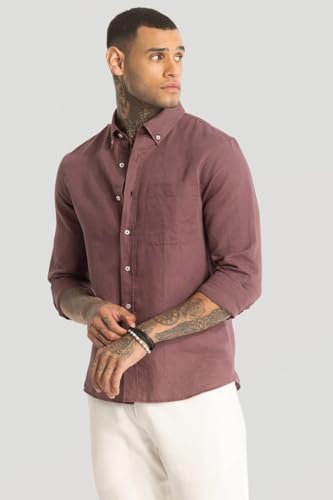 Image of SNITCH Fugle Mauve Plain Linen Shirts
