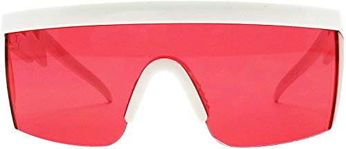 ShadyVEU Semi Rimless Red Translucent Lens Sports Performance Sunglasses White Half Frame ZigZag Arms Utility Goggles2