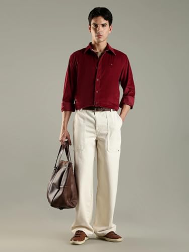 Image of Solid Regular Fit Cotton Shirt