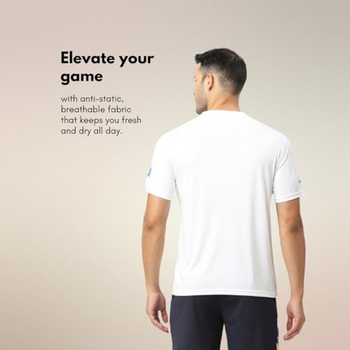Image of playR x CSK Lion Tee Men's Solid - Regular Fit Unisex Adut Sports Tee, CSK Fanwear for Match Day, Outdoor, Training Casual Wear All Season