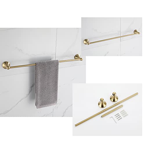 FROPO 4 Piece Gold Bathroom Hardware Set - Brushed Gold Bathroom Accessories, 23.6 Inch Towel Bar | Towel Hook | Toilet Paper Holder | Hand Towel Holder - Thumbnail 2