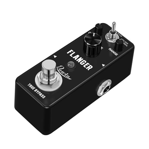 Rowin Flanger Pedal - Efecto analógico clásico negro con modos normales/de filtro y bypass verdadero...