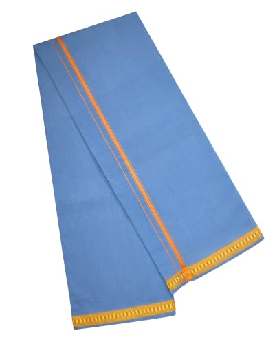 Image of TUNI MANI Men's Polycotton Temple Wear Dhoti with Angavastharam Towel