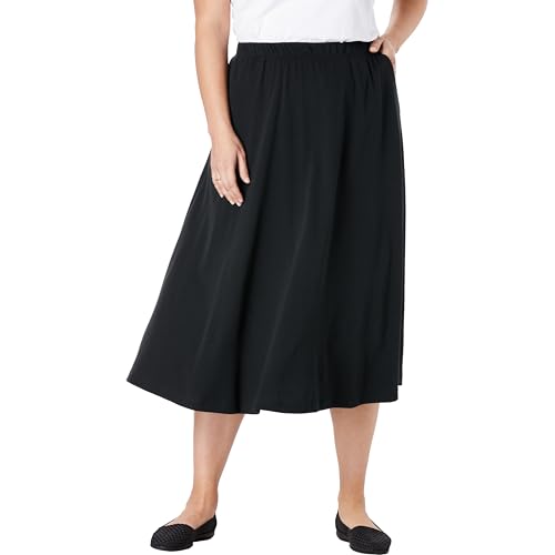Woman Within Plus Size 7-Day Knit A-Line Skirt - L, Black