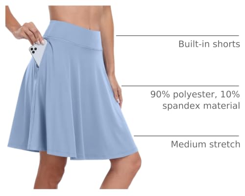 Image of ANRABESS Knee Length Skorts Skirts for Women 2026 Summer High Waisted Golf Tennis Skirt Casual Travel Built-in Shorts Clothes
