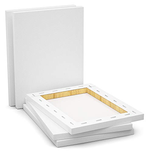 Image of GOTIDEAL Stretched Canvas, 16x20 Inch Set of 5, Primed White - 100% Cotton Artist Canvas Boards for Painting, Acrylic Pouring, Oil Paint Dry & Wet Art Media