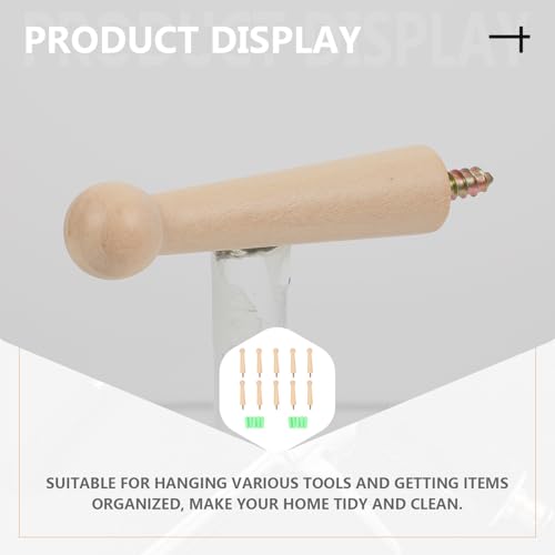 Perchero de pared de madera beige con 10 ganchos para colgar ropa 4
