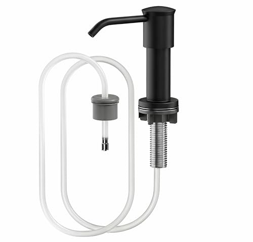 Imagen de Maizoon Dispensador de Jabón para Cocina Fregadero Mezcla de Acero Inoxidable y ABS con Bomba Tubo Extensible de 1 Metro para Líquidos y Lociones Negro