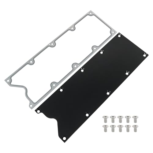 Image of LS Gen 3 Valley Pan Cover Plate Low Profile with Gasket and Seals Compatible with LSX LS1 LM7 LR4 LQ4 LS6 L59 LQ9 LM4 L33 (Black)