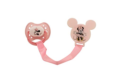 Image of Disney Cudlie Minnie Mouse Baby Girl 4 Pack of 2 Pacifiers & 2 Clips with Sugar & Spice Print