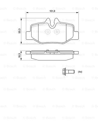 Bosch BP1123 Remblokken - achteras - ECE-R90 certificering - vier