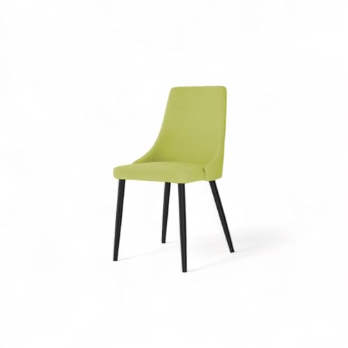 Image of Finch Fox Taskpro Modern Unique Velvet Upholstered Seating Living Room Dining Chair with Black Metal Legs in Light Green Color