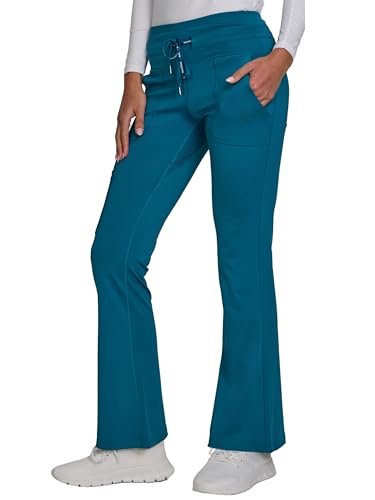Nautica Flare Open Bottom Yoga Scrub Pants Women Caribbean