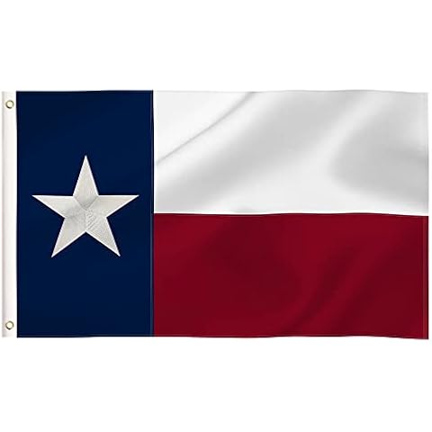 3x5 Ft Texas State Flags, State TX Embroidered Stars 210D Nylon Flags with Brass Grommets, 1 Pcs (3x5Ft Texas) Cover