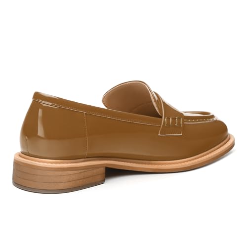 Image of JUSTDANNI Loafers for Women Slip On Shoes with Round Toe 1.2-Inch Low Chunky Block Heel Patent Comfortable Casual Dress Pump Shoes for Wedding Party Work Shopping Dating