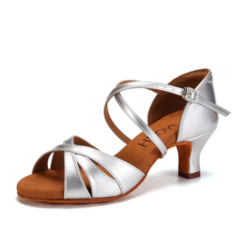 Image of HROYL Women Latin Dance Shoes Bachata Swing Practice Performance Ballroom Salsa Dancing Shoes
