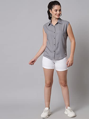 Image of FUNDAY FASHION Women's Rayon Blend Regular Fit Solid Casual Sleevesless Shirt (Pack of 2)