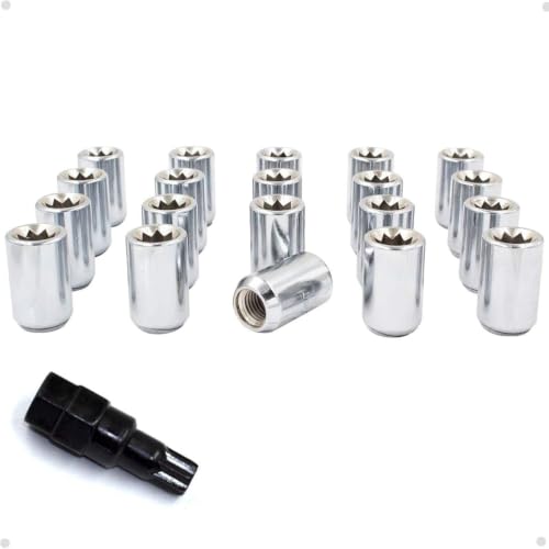 Image of Wheel Accessories Parts 20 Pcs 1 /2 inch Thread Car Tuner 1.26 inch Long Lug Nut Chrome Tuner Fits Ford Mustang 1965 to 2014 and Many Vintage Dodge Chevy Ford Vehicles with aftermarket Wheels