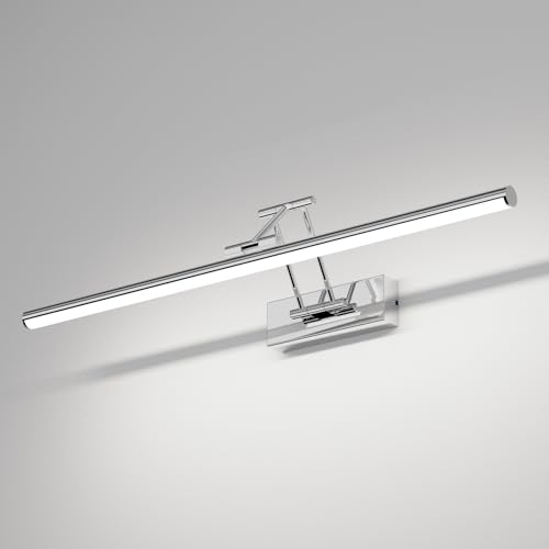 Klighten LED Spiegellampe Bad 60cm, Drehung Spiegellampen Spiegel für bad IP44, Spiegelleuchte Badezimmer 20W 1500 LM, LED Badspiegelleuchten Badezimmerspiegel, Kaltes Weiß 5500K, Chrom
