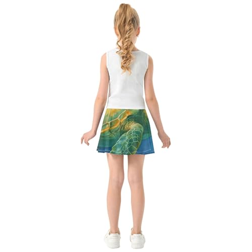 Athletic Shorts for Girls Skorts Realistic Watercolor Green Sea Tennis Skirts for Kids Cute Comfy Butterfly Skirt 3t4