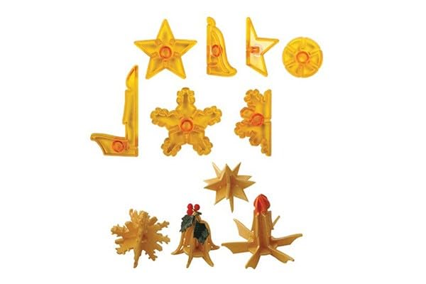 JEM Dec, 3D Christmas Fondant Cutters for Cake Decorating, Bell, Candle, Snowflake & Star, Set of 7, Standard, Transparent