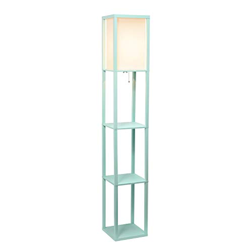 Simple Designs Lf1014-Aqu Etagere Organizer Storage Shelf Linen Shade Floor Lamp, Aqua #TOP3