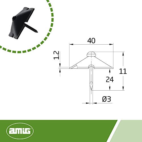 Miniatura 4 de Amig - Clavo Embellecedor - Reforzado - Ø 40 X 35 Mm - Forma Cuadrada Y Piramidal - Ideal Para Fijar En Armarios, Mesas O Puertas - Bolsas De 4 - Acero Negro