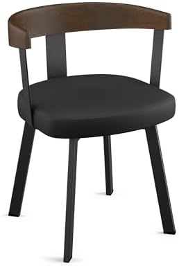 Amisco Lars Dining Chair with Wood Backrest - Black Faux Leather/Brown Wood/Black Metal - Thumbnail 5