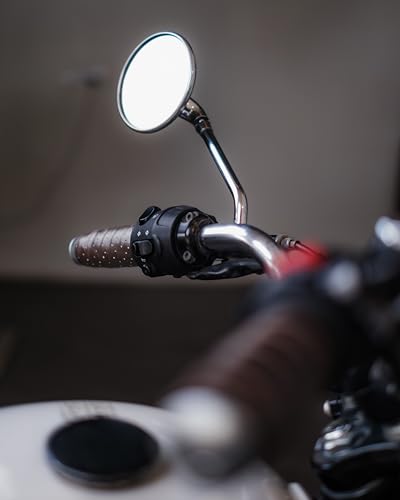 Genuine Leather Handlebar Grip Wraps for Royal Enfield, Harley, Jawa, Triumph, Bajaj, TVS, Honda | Premium Handle Grip Covers | Universal Fit Bike Throttle Wrap Accessories - Caffeine, Perforated