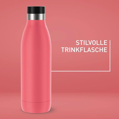 Emsa Bludrop Isolier-Trinkflasche, 0,7 Liter, 100% dicht, Quick-Press Verschluss, Ergonomischer 360° Trinkgenuss,12h warm, 24h kühl… – Ansicht 6