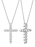 FDYZ Moissanite Cross Pendant Necklace for Women 18in 20inch Imitation Diamond 925 Sterling Silver Cross Rope Chain