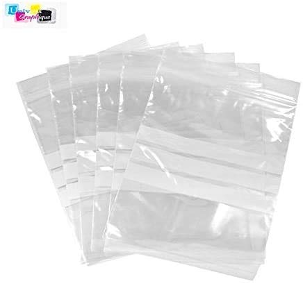 Lot De 5000 Sachets Zip 80 X 120 Mm Avec Zone D'Écriture - Sachets Plastique 8x12 Cm 3 Bandes Blanches - Univers Graphique