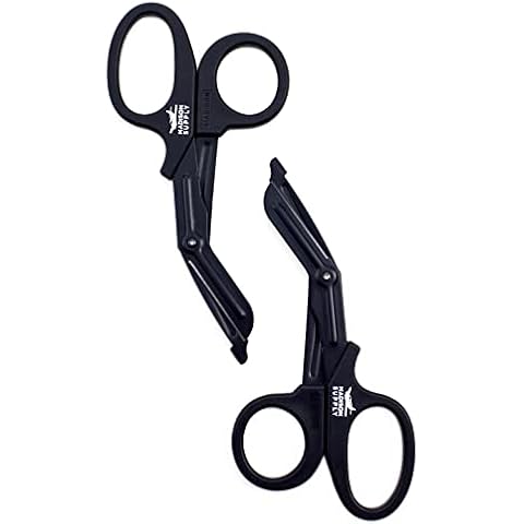 Madison Supply Medical Scissors, EMT and Trauma Shears - 7.5-Inch Bandage Scissors, Stainless Steel Medical Shears - Fluoride-Coated Blades for First Responders, Nurses, and Doctors (2 Pack, Black) Cover