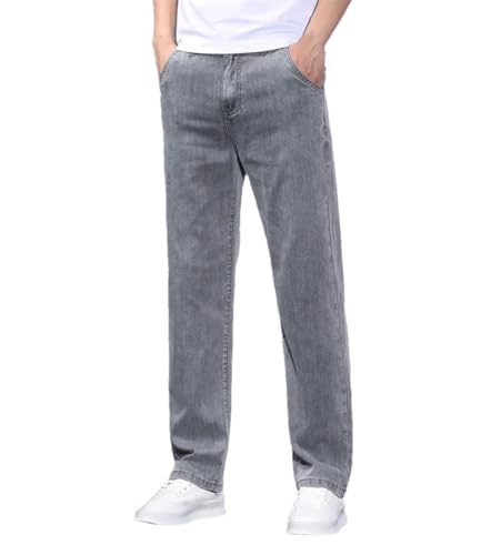 Men's Soft Lyocell Baggy Jeans Thin Summer Breathable Straight Leg Vintage Business Casual Fashion Denim Trousers