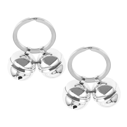 GLEAVI 2 Pcs Metal Pet Collar Bells with Key Ring Pendant, Small Decorative Dog and Cat Bells for Indoor and Outdoor Use, Sturdy Collar Accessories for Pet Tracking and Training