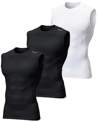 male models wearing DEVOPS 3 Pack Men's Athletic Compression Shirts Sleeveless