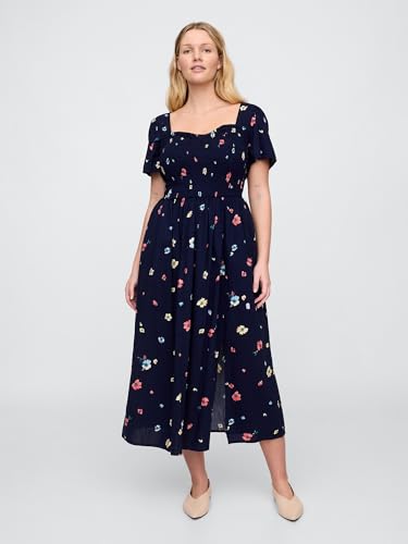 Image of Gap Women's V-ss Smocked Bodice Midi - Marbella