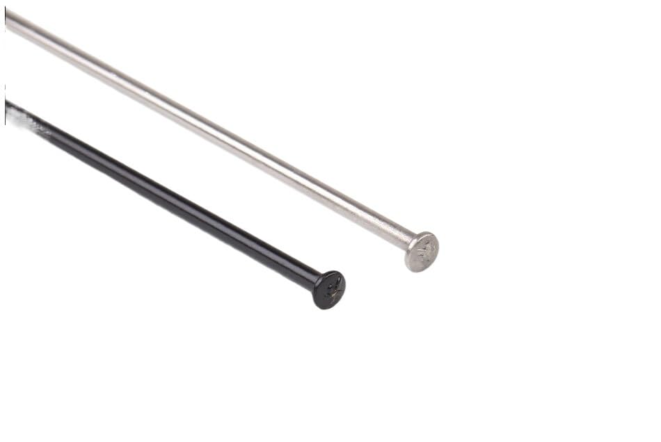 Fahrradspeichen,Fahrrad Speichen,Speichen maßgeschneiderte Speichenradius Stricknadel Edelstahl 14g Schwarzer Sliver Gerade Kopf Fahrradspeichen