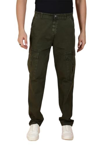 Image of KOTTY Men's Streetwear Style Utility Cargo Pants with Drawstring Waist and Flap Pockets