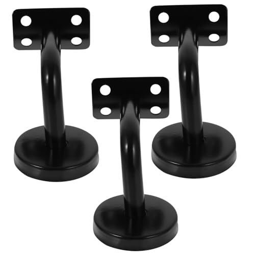 SOESFOUFU 3pcs Stainless Steel Handrail Support Brackets Black Painted Armrests Wall-Mounted Stair Rail Brackets for Home