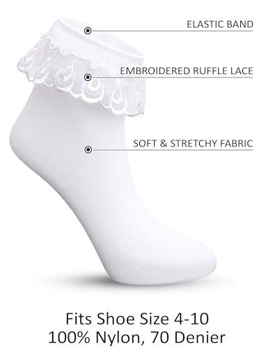 Womens Ruffle Socks Nylon Lace Frilly Ankle Socks for Women2