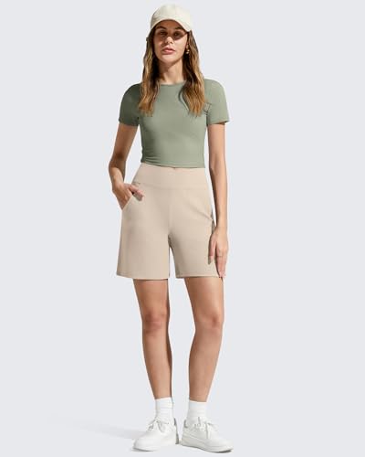 Image of G4Free Evergoing Athletic Shorts for Women with Pockets 6 inch /14 inch Cross Waist