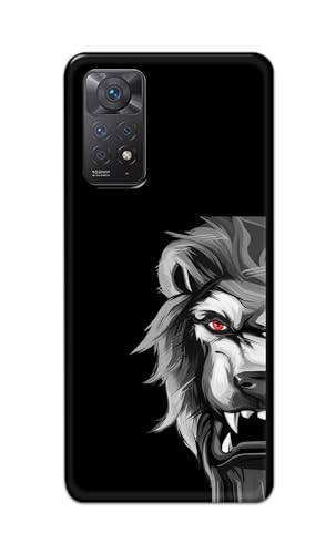 Image of PRINTFIDAA Printed Hard Back Cover Case for Mi Redmi Note 11 Pro 4G | 5G Back Cover (Angry Lion) -112