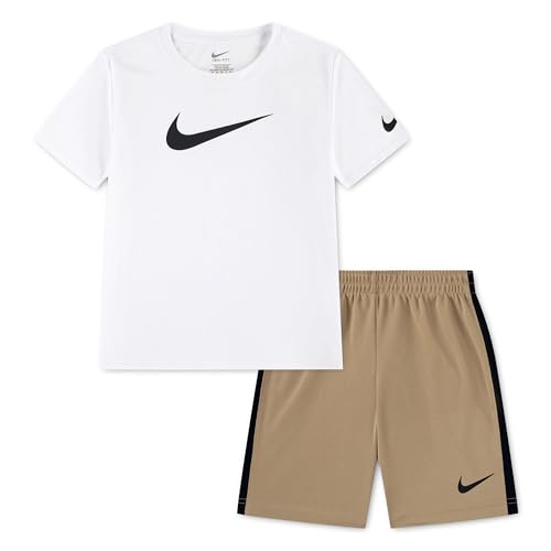 Image of Nike Boys' Dri-FIT Swoosh Logo T-Shirt and Mesh Shorts 2-Piece Outfit Set