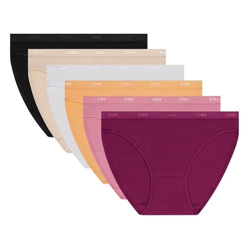 Dim Culottes Femme Lot de 6 | Les Pockets Ecodim Coton | Douceur & Confort | Ceinture Invisible | Multicolores | Style Classique