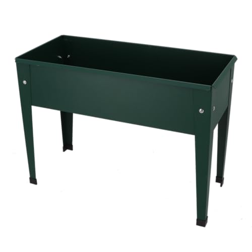Esschert Design Kinderhochbeet aus Metall Pflanzkasten in grün Kräuterbeet für Balkon und Terrasse